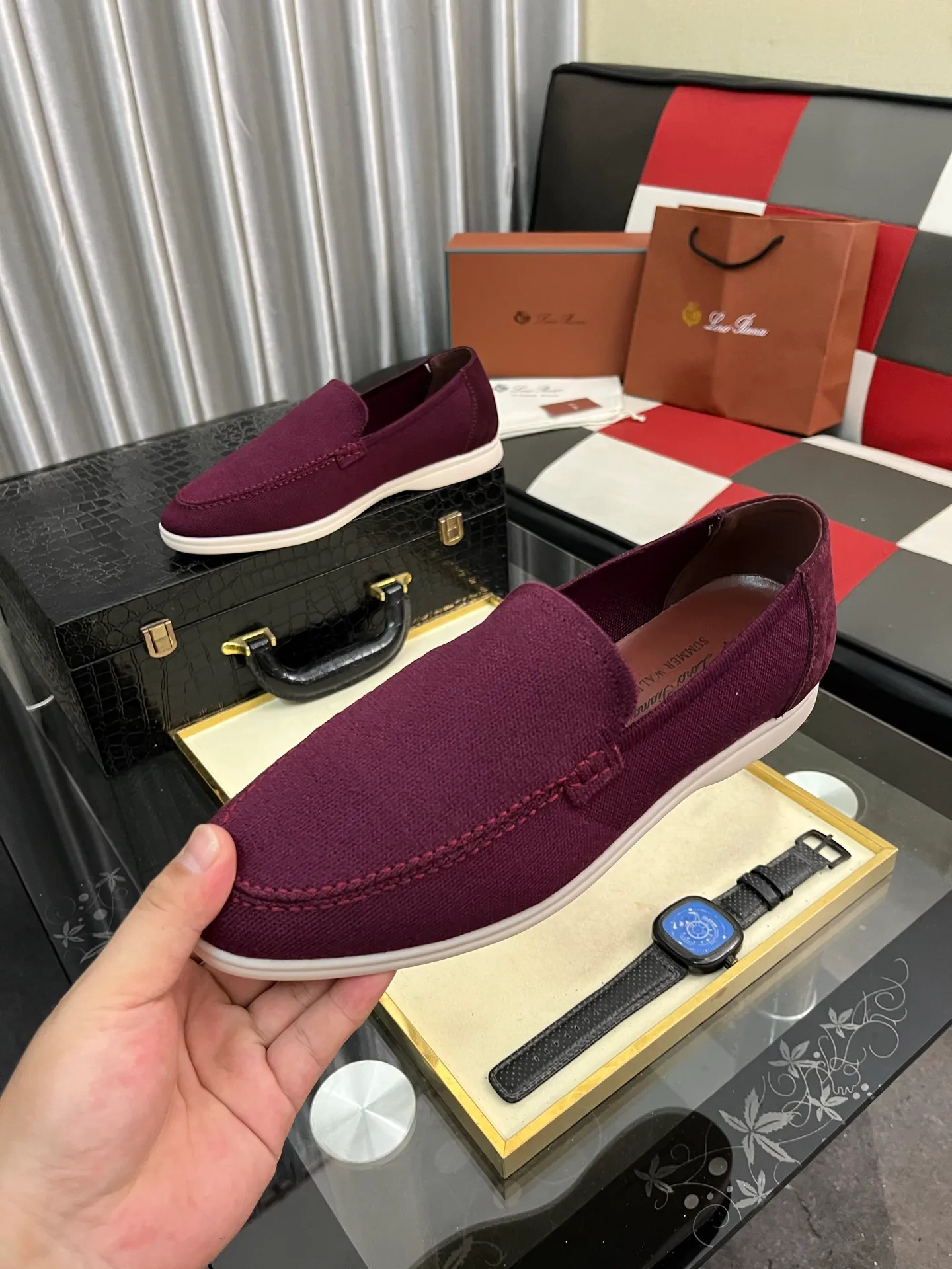 Men's men's shoes💰420⌚️⌚️Loro*Piana pure original 2025 soft and comfortable LP deerskin flat-soled casual star's same style slip-on Loaf men's shoes, size: 38-446️⃣colors available